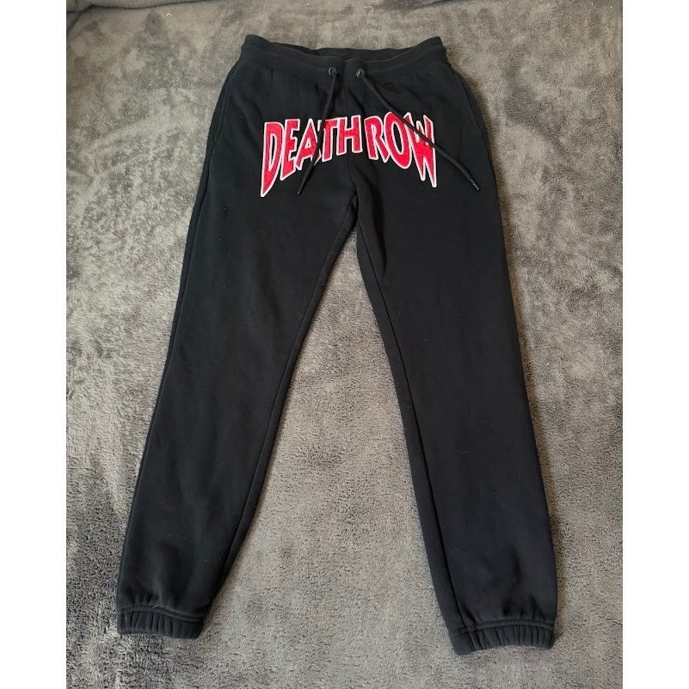 Death Row Records Graphic Sweatpants Mens Medium Black Red Logo Joggers 30X28.